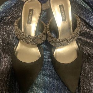 Nine West Black Heels with Silver Details